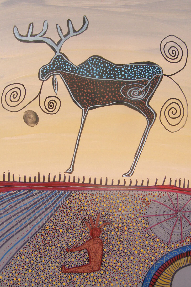 Alan SYLIBOY » Man Smoking Pipe » Canvas Native Art Indigenous Mi’kmaq Home Gift