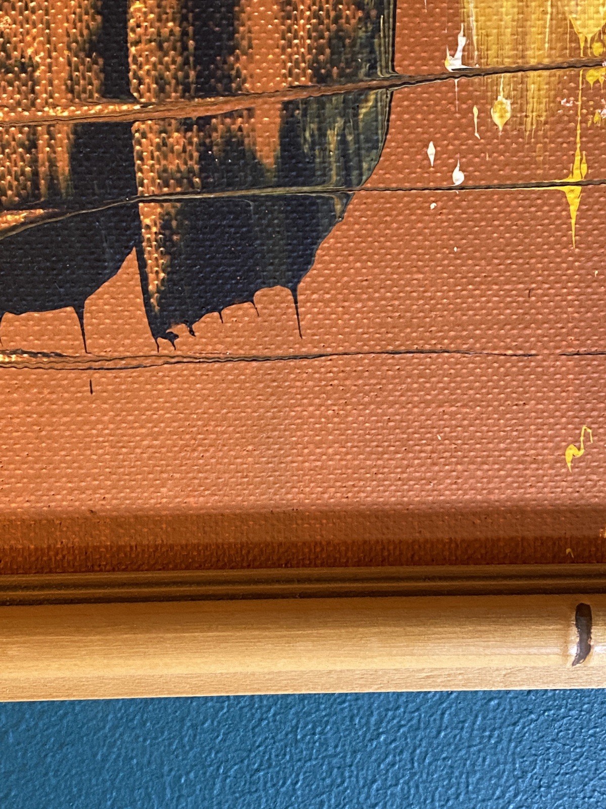 MCM Tiki Painting In Bamboo Style Frame By Ron 11” X 21”