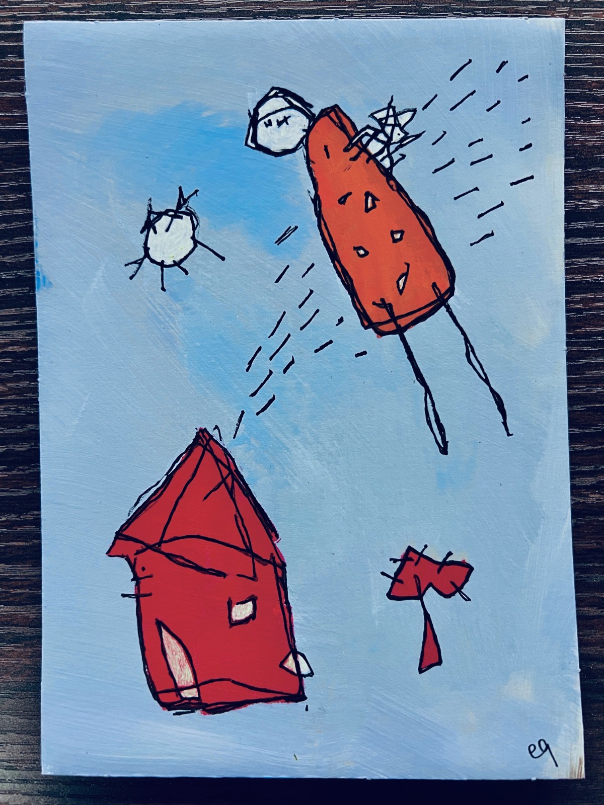 e9Art 5×7 ‘the quiet revolution’ naive outsider art brut folk abstract childlike