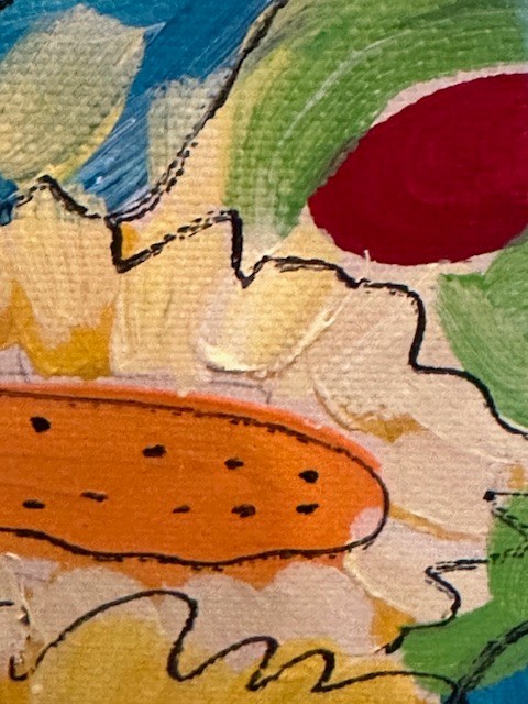 A.E. Barnes Original Art Painting Colorful Still Life Sunflowers Signed Framed