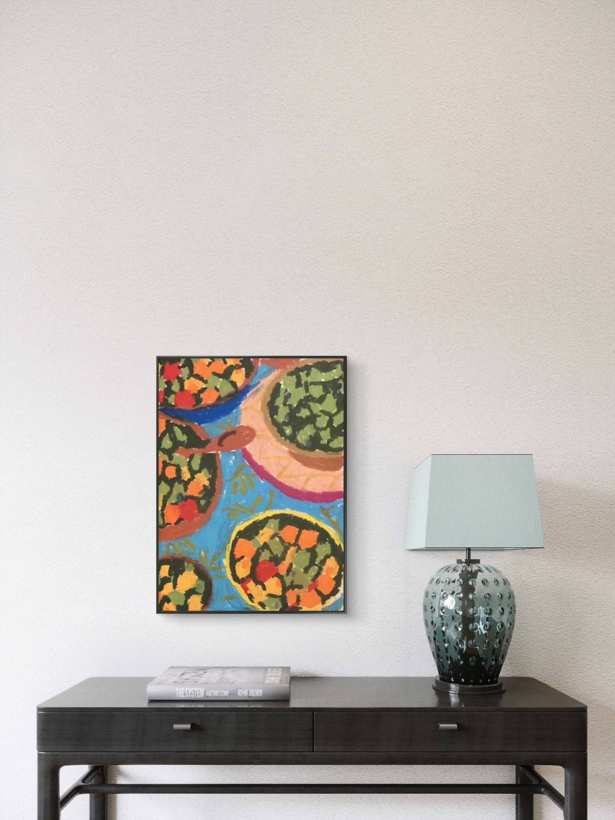 Moody Olives Bowls Dinner Still Life Food Dinner Original Art 11 by 14 Canvas