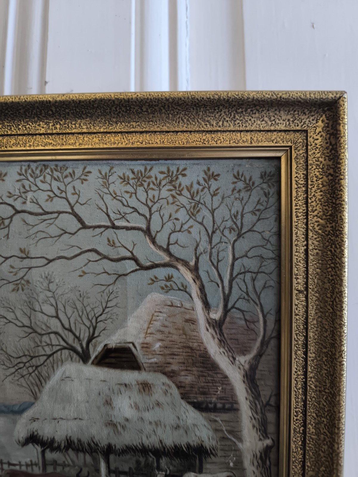 Painting Rustic Winter Soft Farm Cows Hens Vintage Charming Amelie Badoche