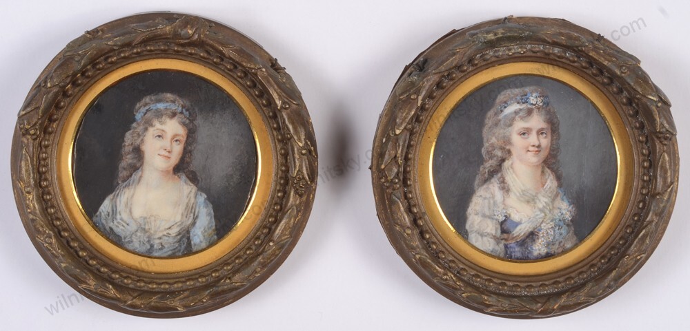 Johann Julius Heinsius (1740-1812) «2 portraits of young aristocratic ladies»(m)