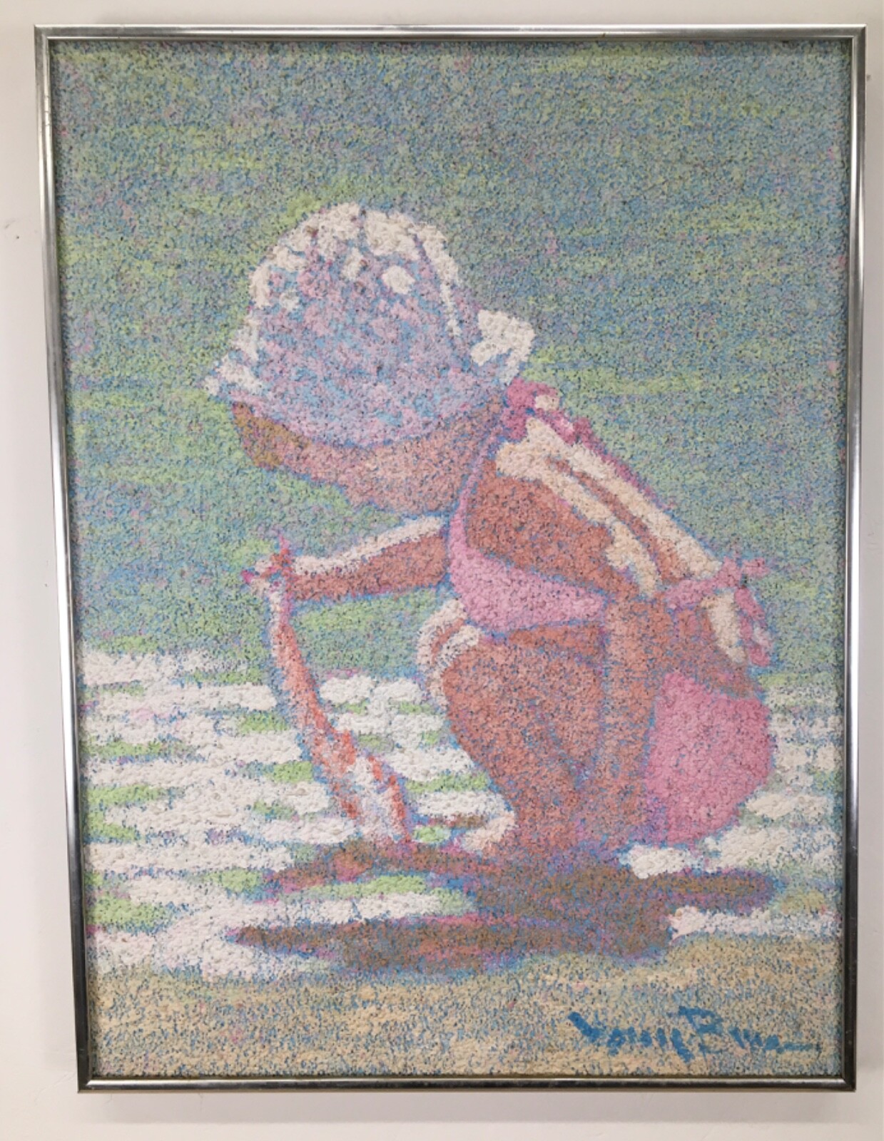 Henry Benson Girl on Beach Late 20th Century Impressionist Painting Coastal