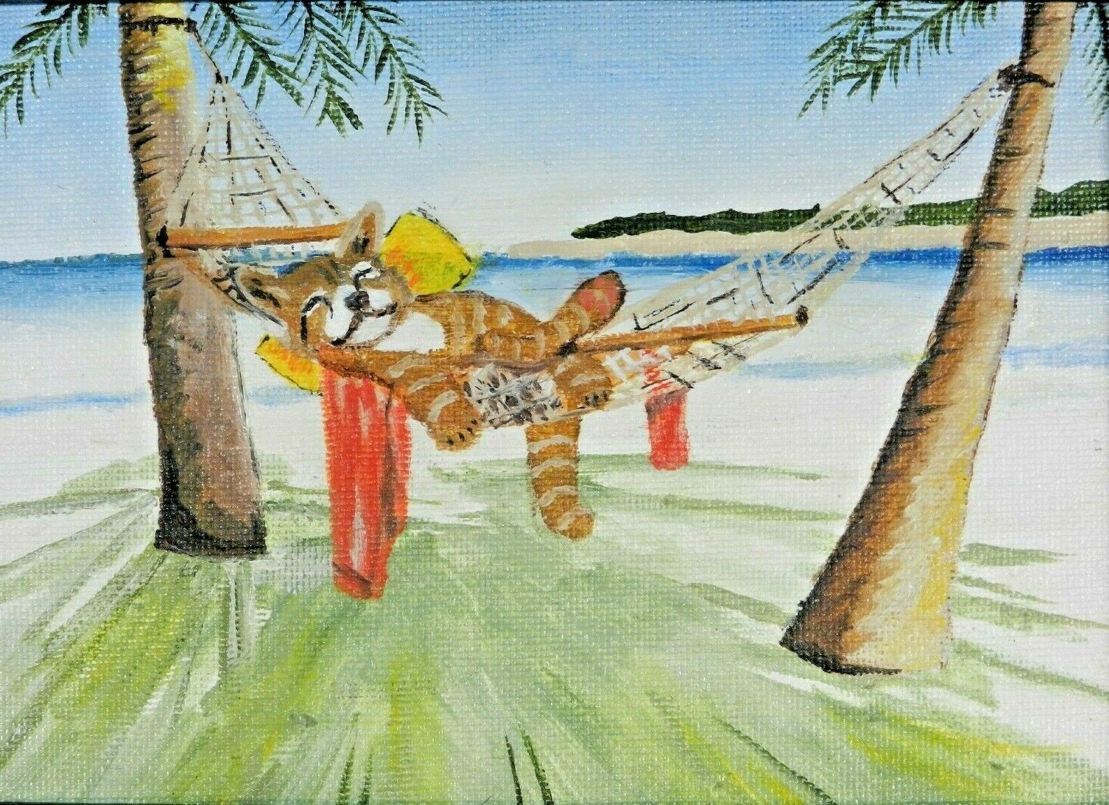 M JANE DOYLE SIGNED ORIG. ART OIL/CANVAS PAINTING «A SWING IN THE SLING» FRAMED