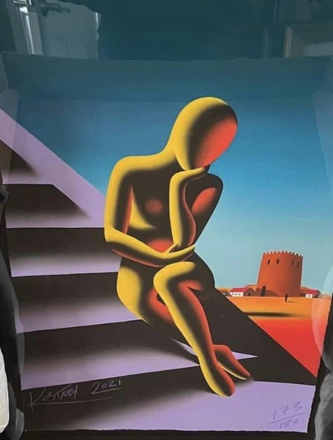 Mark Kostabi Hand Signed Giclee «Metaphysical Meditation»