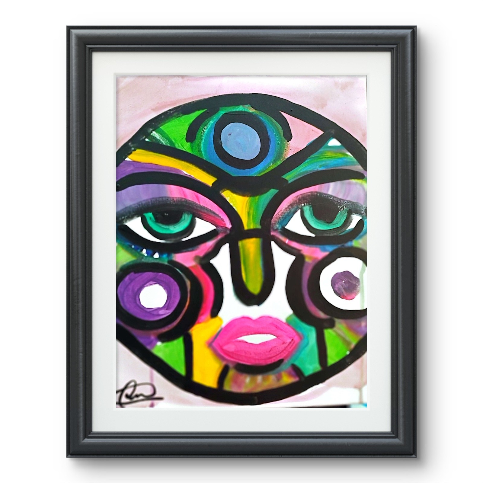 Original art 14 X 11 Colorful Sun CANVAS Contemporary Expressionist Painting