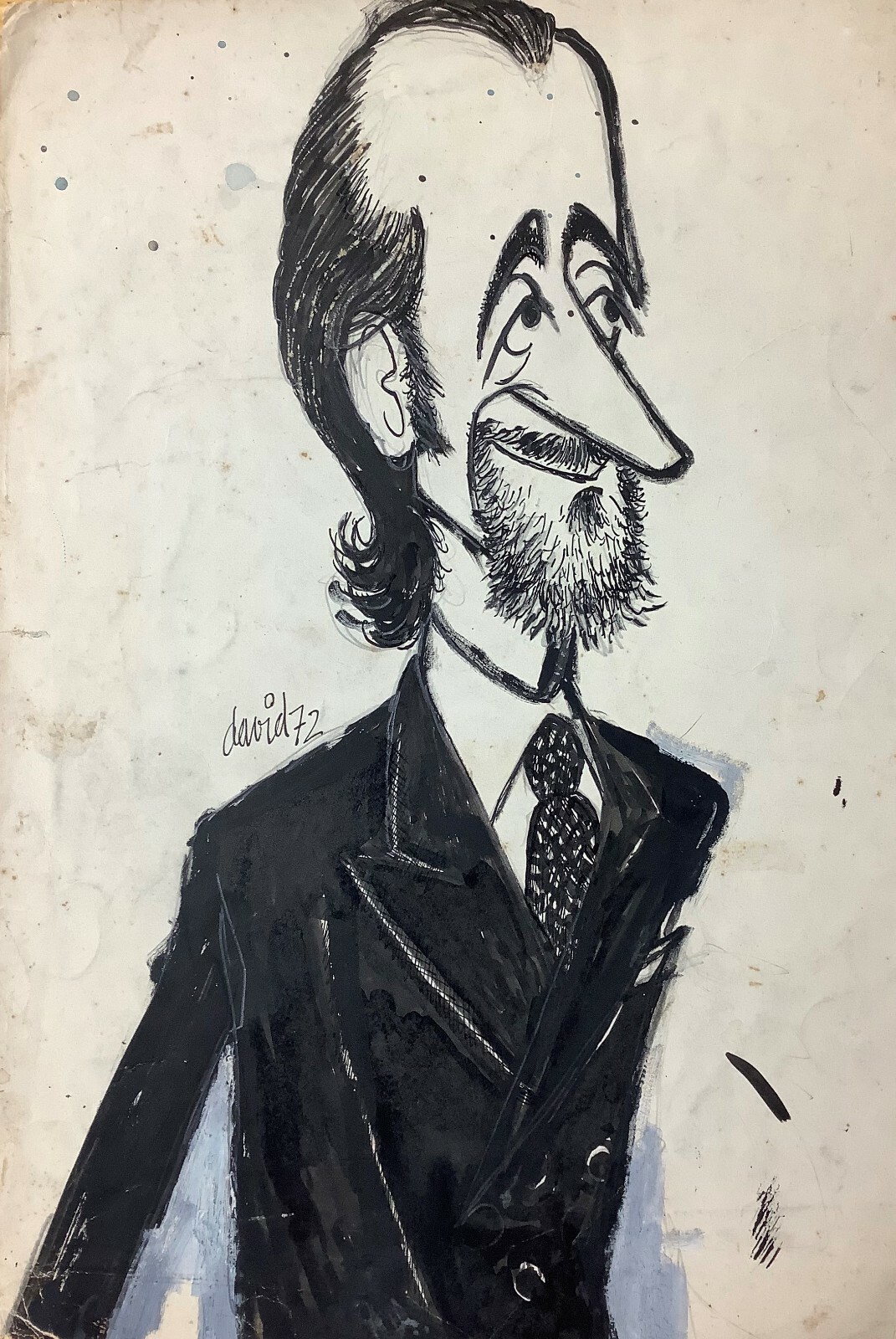 Juan David. Caricature. Sastre, 1972. Mixed media on light cardboard.