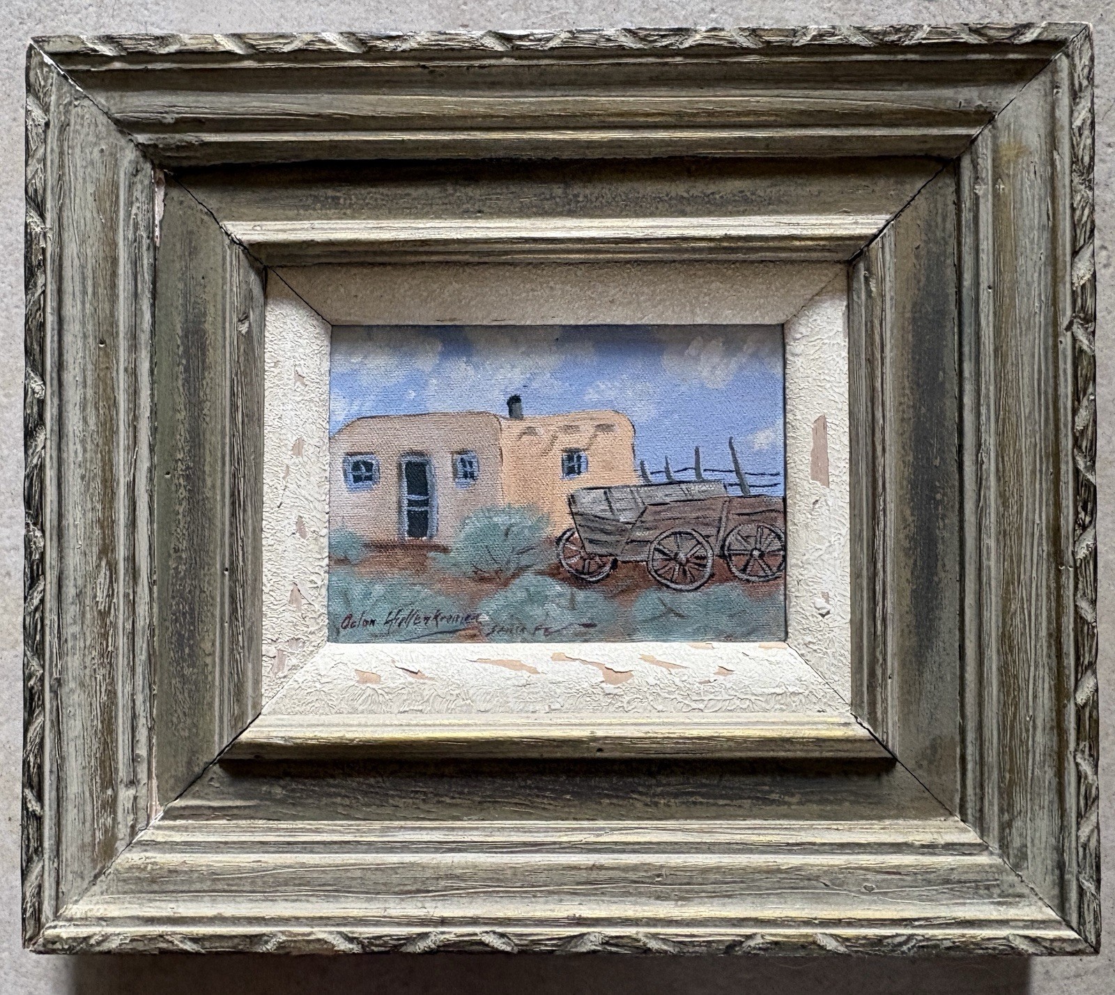 Antique signed🎨 ODON HULLENKREMER Oil Painting 🎨SANTA FE 🎨 New Mexico WOW !!