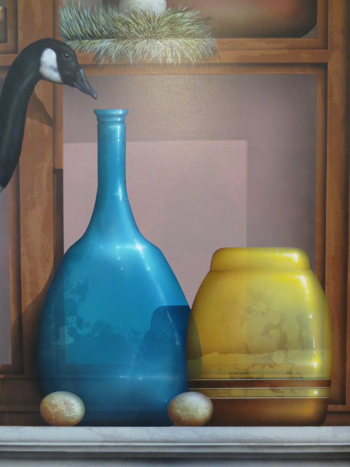 LARGE James Carter Signed Original Painting Still Life Decoy Bird Nest American