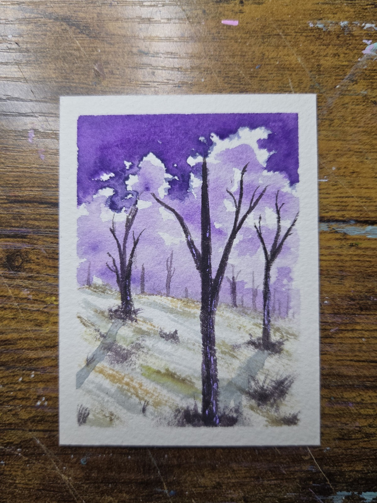ACEO Original Watercolor Series «Erie Trees» 4 of 4 2.5×3.5