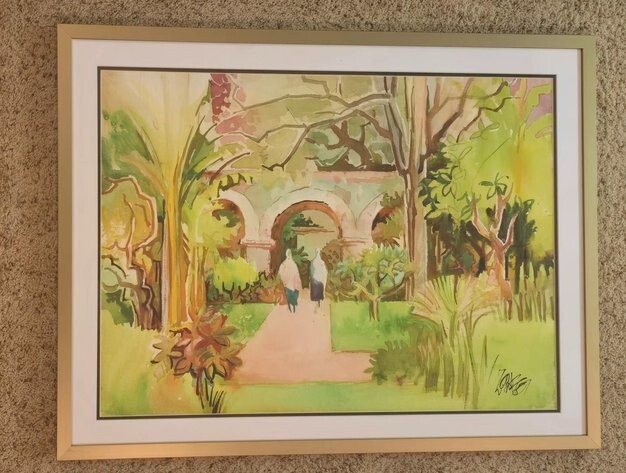 Milford Zornes 1987 Watercolor Painting ARCH COLONNADE 35 x 27 Framed