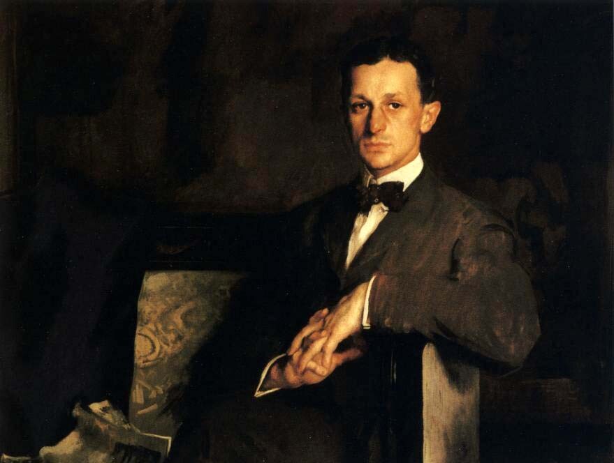 Oil painting Edmund-Tarbell-Dr.-Harvey-Cushing young man portrait seated canvas