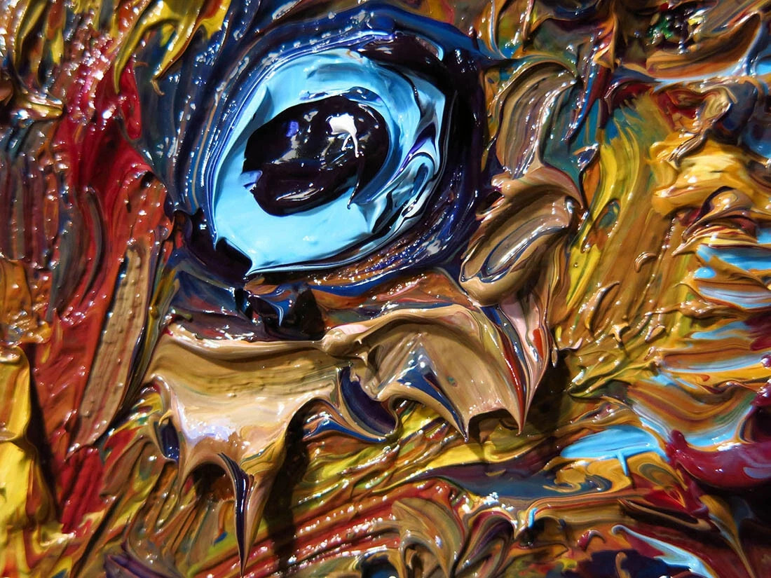 ORIGINAL OIL█PAINTING VINTAGE█ART SIGNED OUTSIDER cute POP ANIMAL PET NATURE EYE