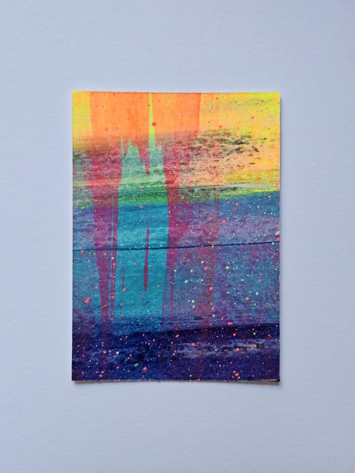 ACEO Quadriptych Original Abstract Scrape Landscape, Jackie T Creates, Series 10