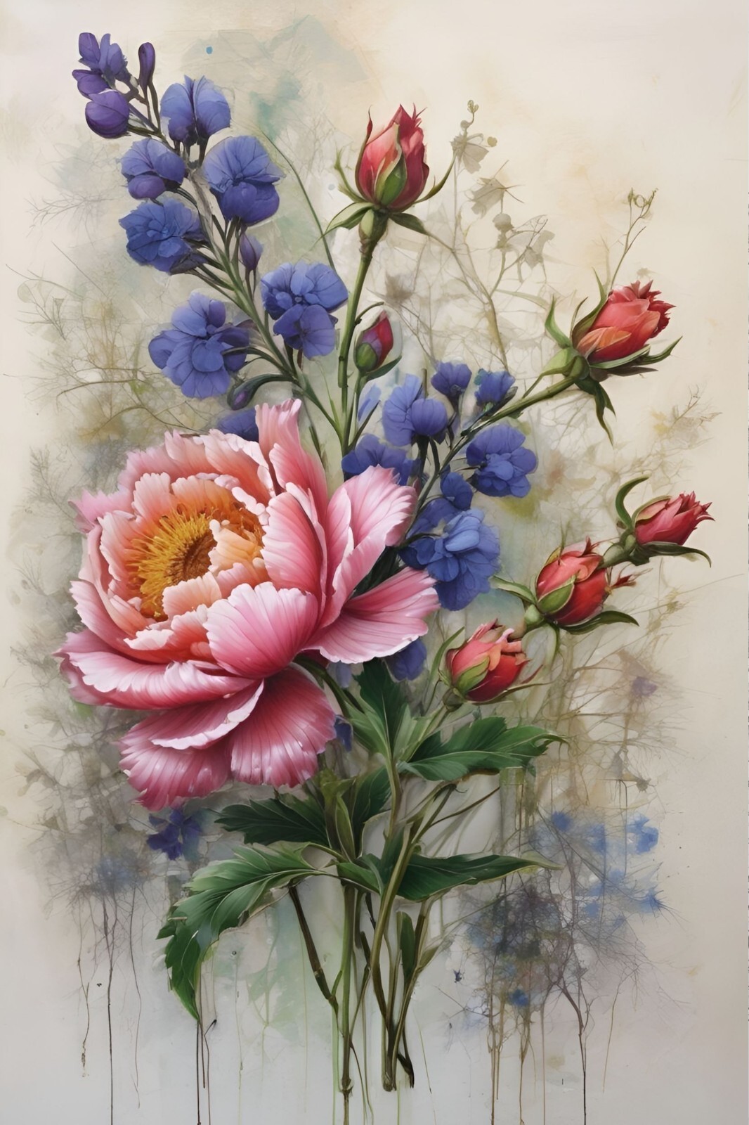 Colorful Rose Flower Floral art Giclee Art Print Canvas Wrap or poster