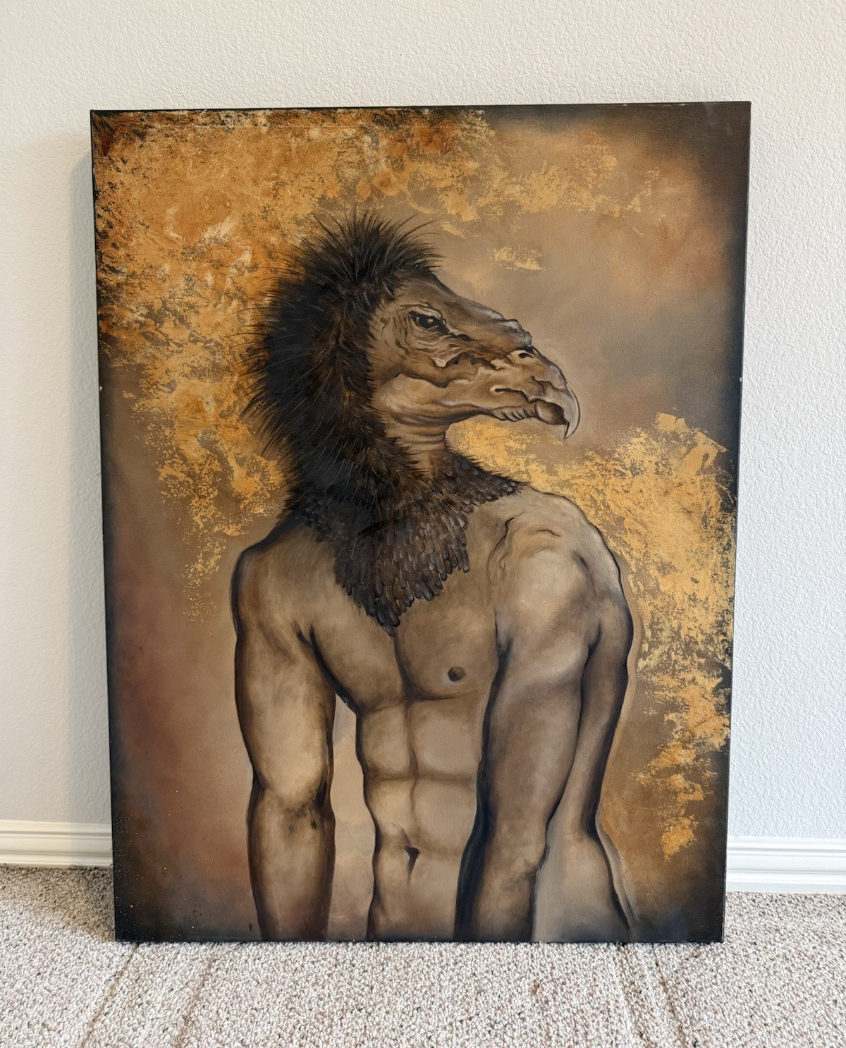Fantasy vulture Male Portrait Canvas Painting Unframed Wall Art 30×40 in