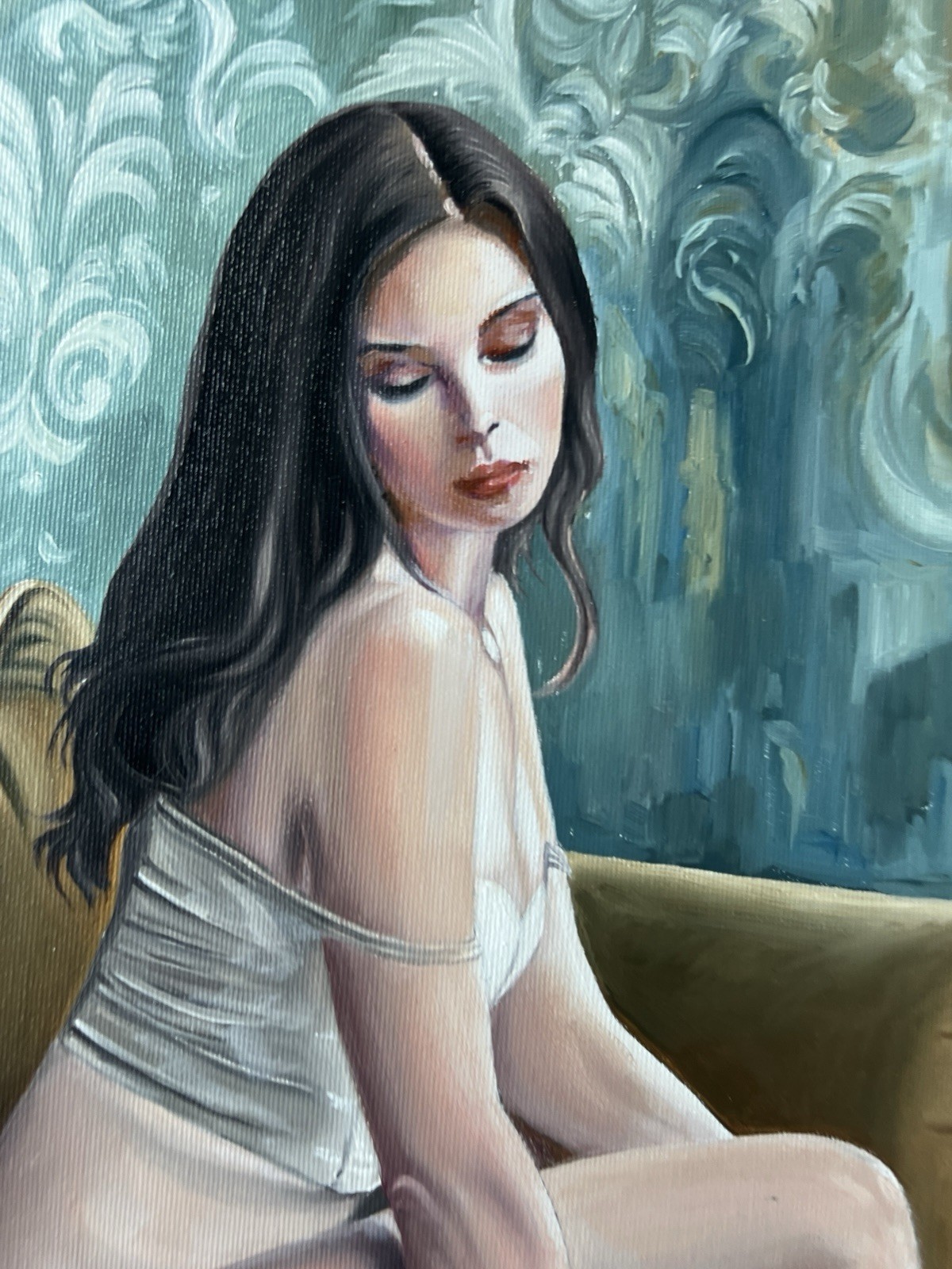 Original Oil Painting, Portrait, Female Figure, Modern Art 20×23,6 Inch