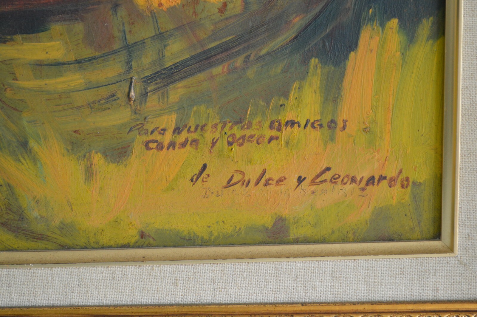 DULCE BEATRIZ 1931-2021 LARGE OIL PAINTING WOOD PANEL SIGNED MASTER CUBAN ARTIST