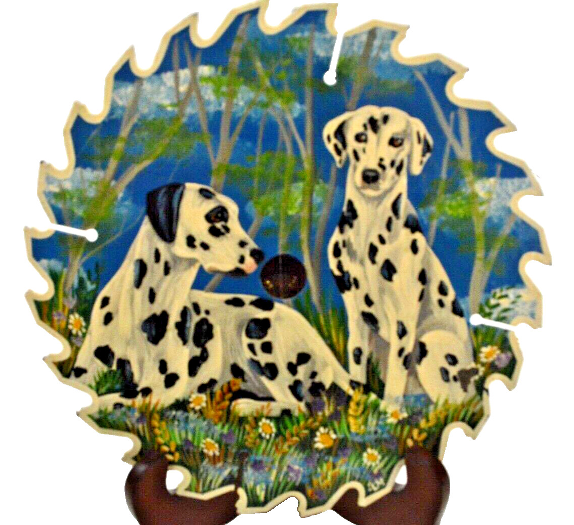 Dalmations in Field by Lori Mills heavy Laquer Top Custom Painted 7″ Saw Blade