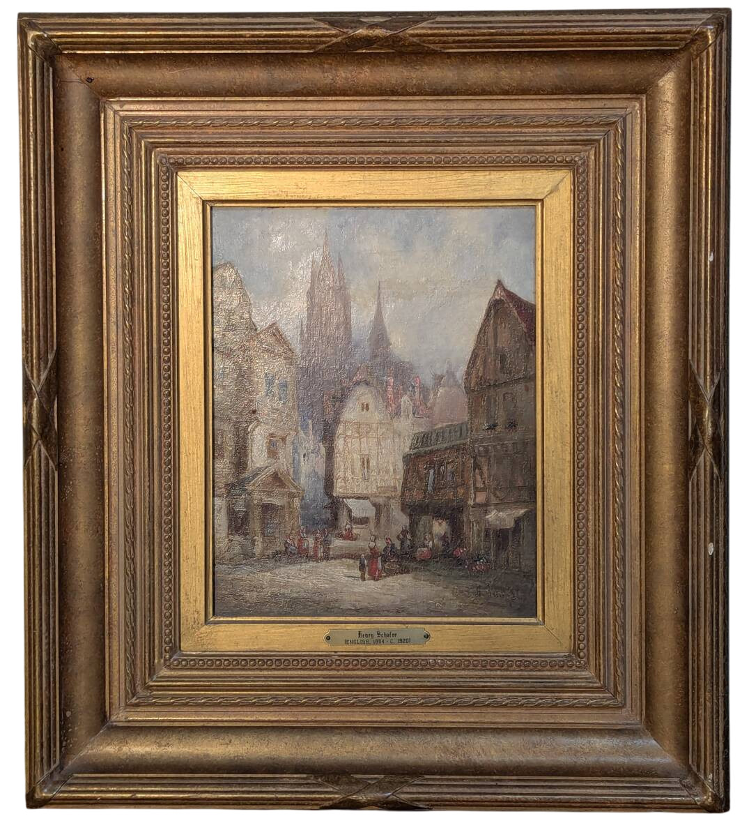 Henry Scheffer Oil Painting Autograph Size H 18.5 x W 16.9 in