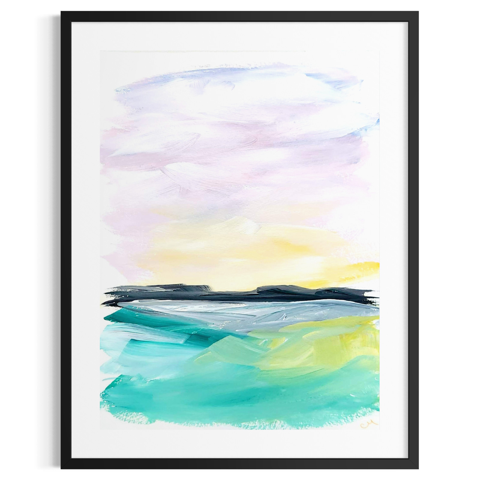 Original Abstract Sunset 9×12 Landscape Painting Pink Wall Art Living Room