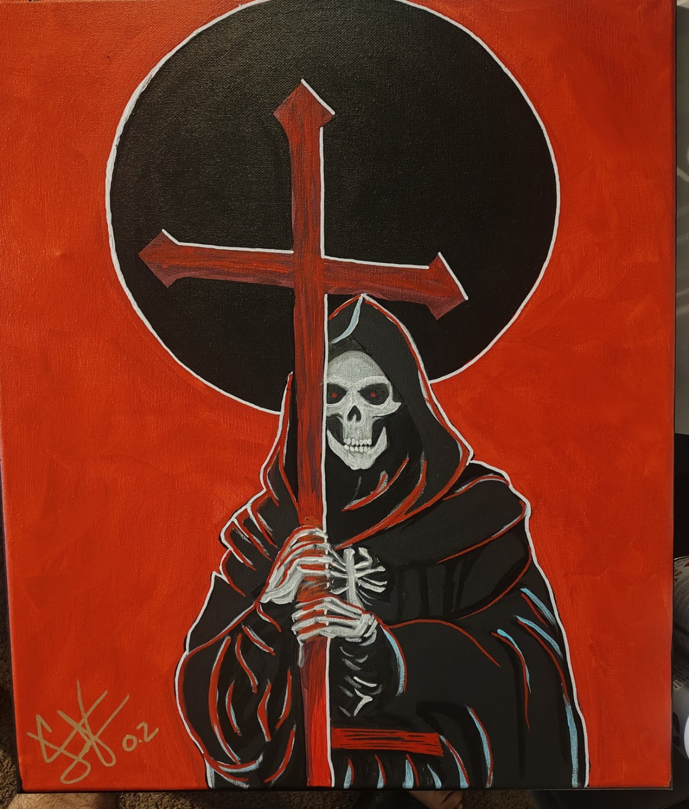 Original Art 16×20 – La Santa Muerte Protection Healing Signed O.z