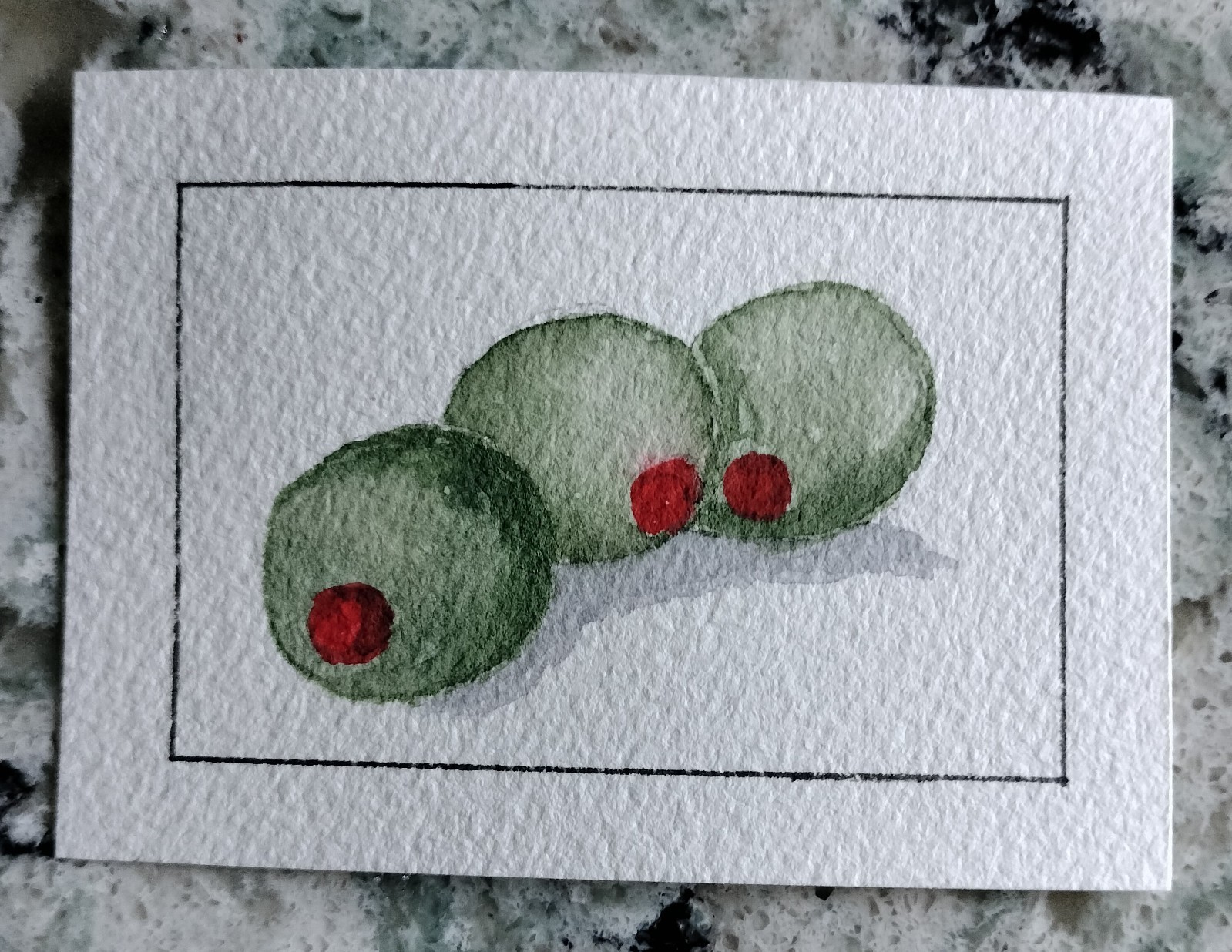 Original Watercolor ACEO – 2.5″ x 3.5″ – Green Olives