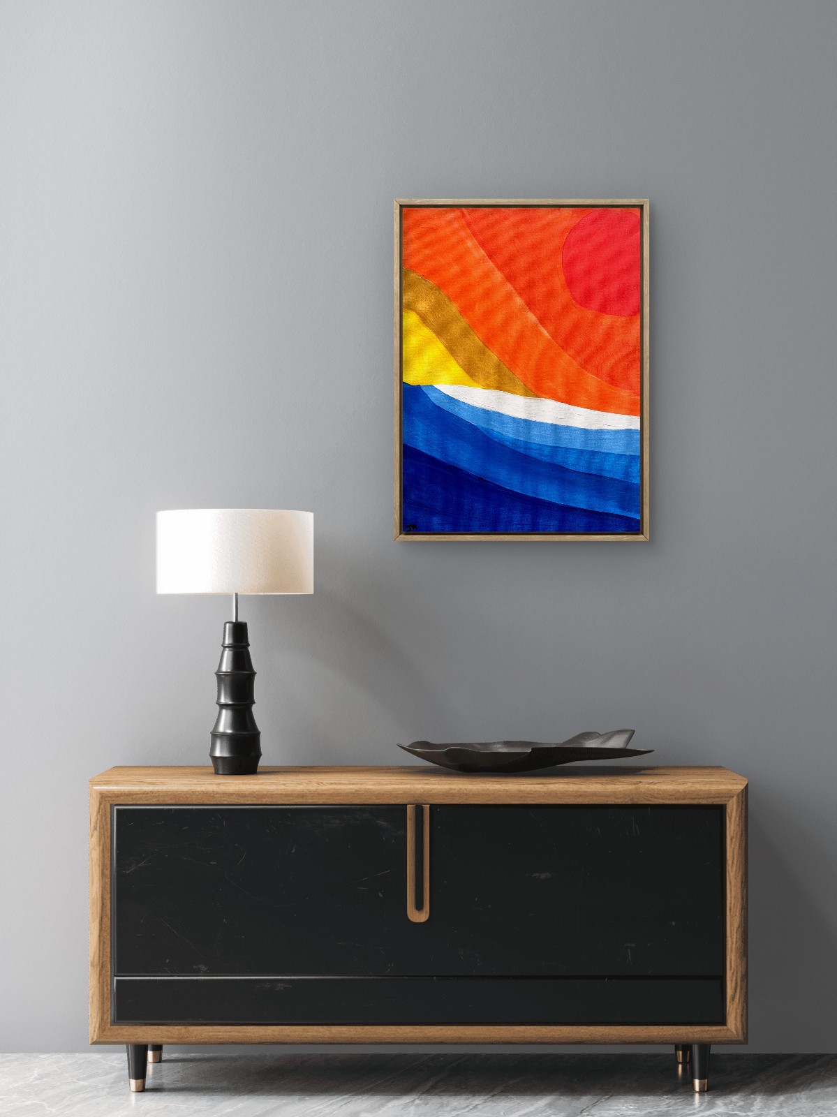 RiverRunArt Original Abstract 12×16 Ocean Acrylic Canvas Art Home Decor