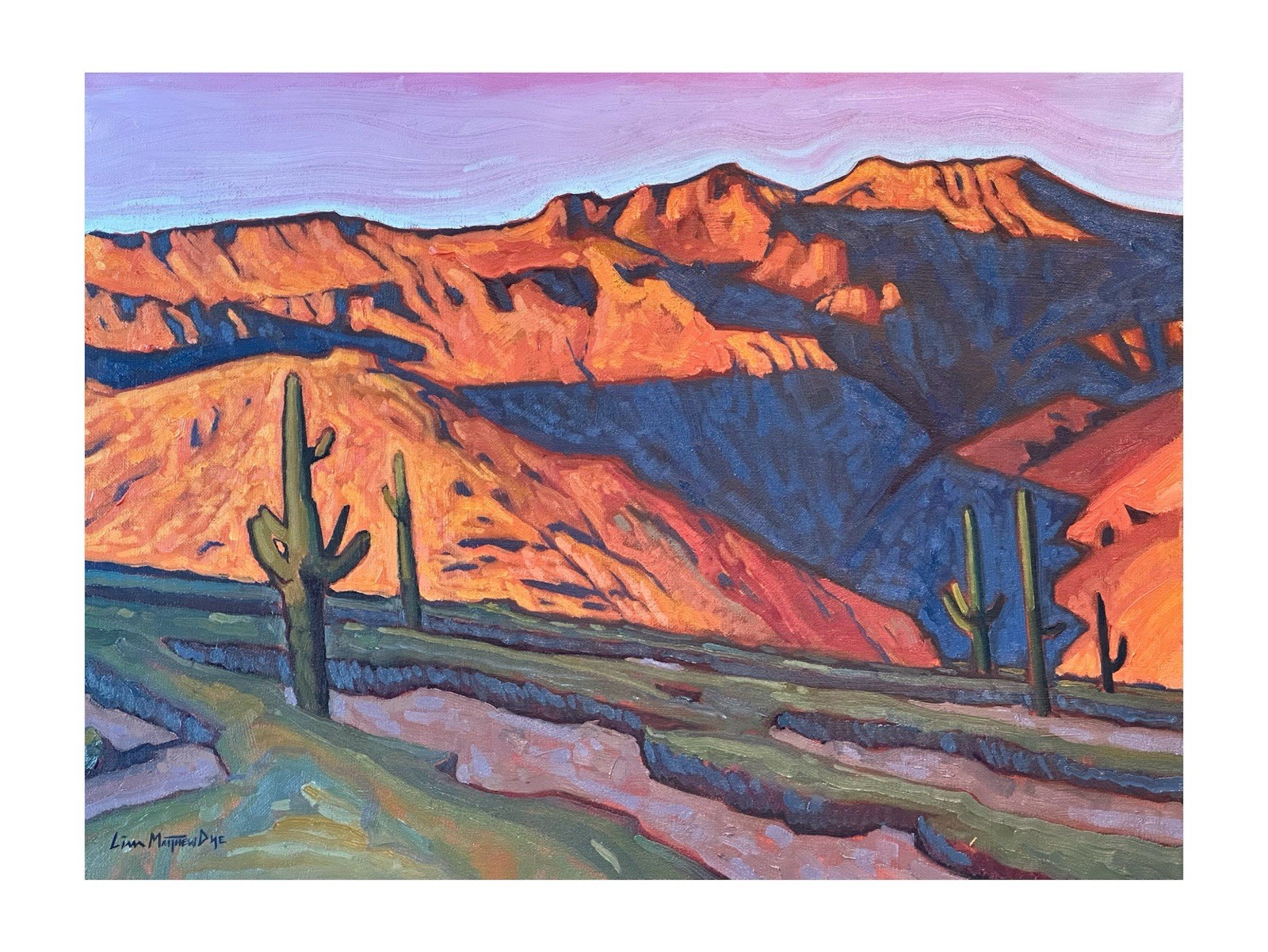 Original Painting Western Landscape Cactus Mountain Signed 18×24 Maynard Dixon S