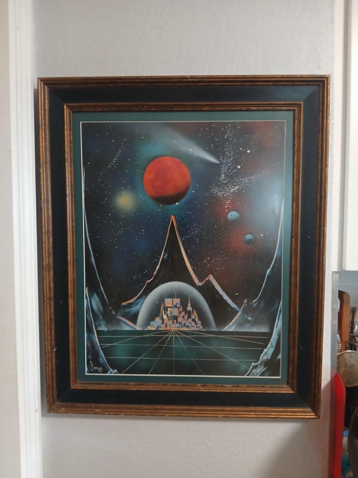 1990’s Vintage Original SPACE Sci-Fi Fantasy Painting, Signed art Mindscape