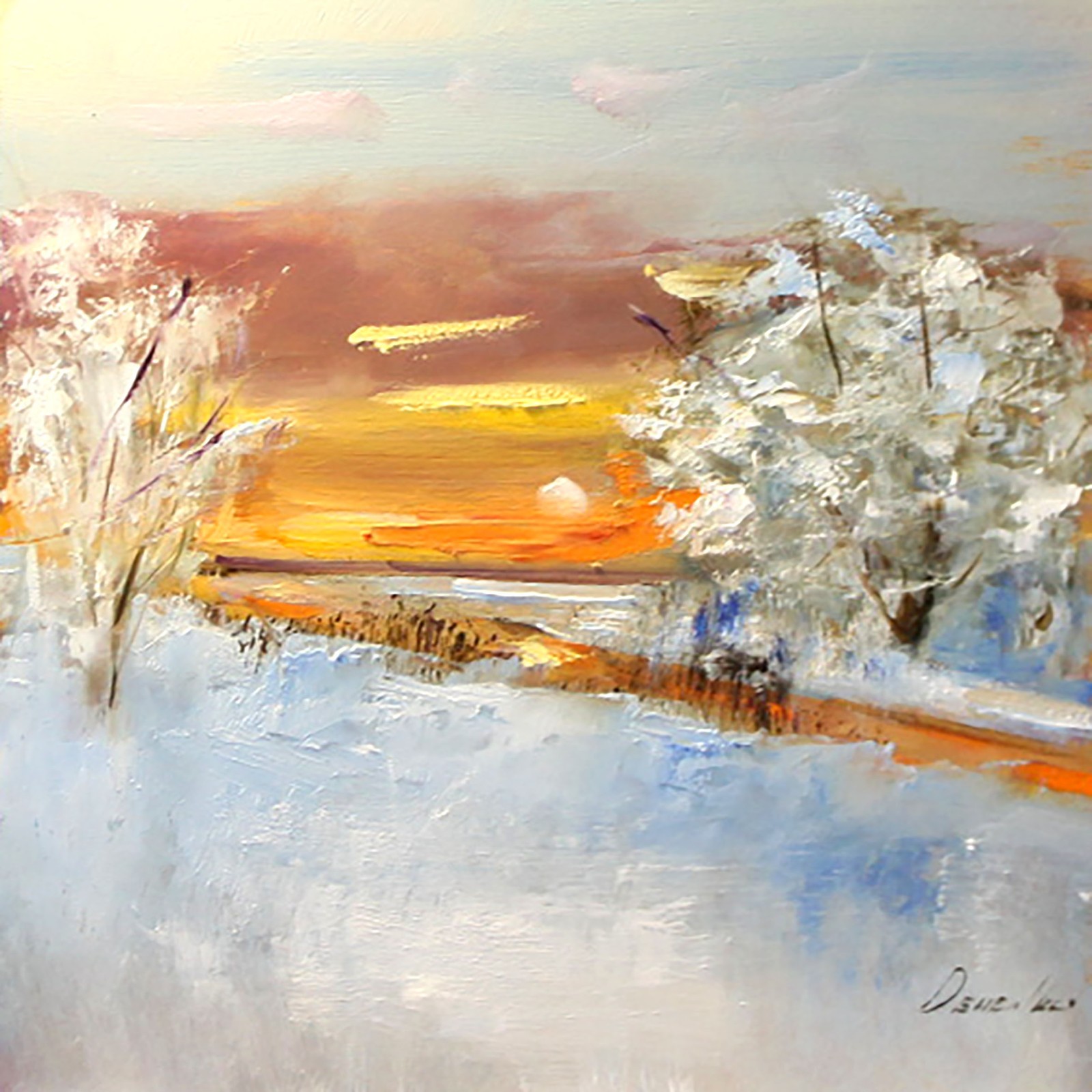 LANDSCAPE Oil painting contemporary 8×8 UKRAINE