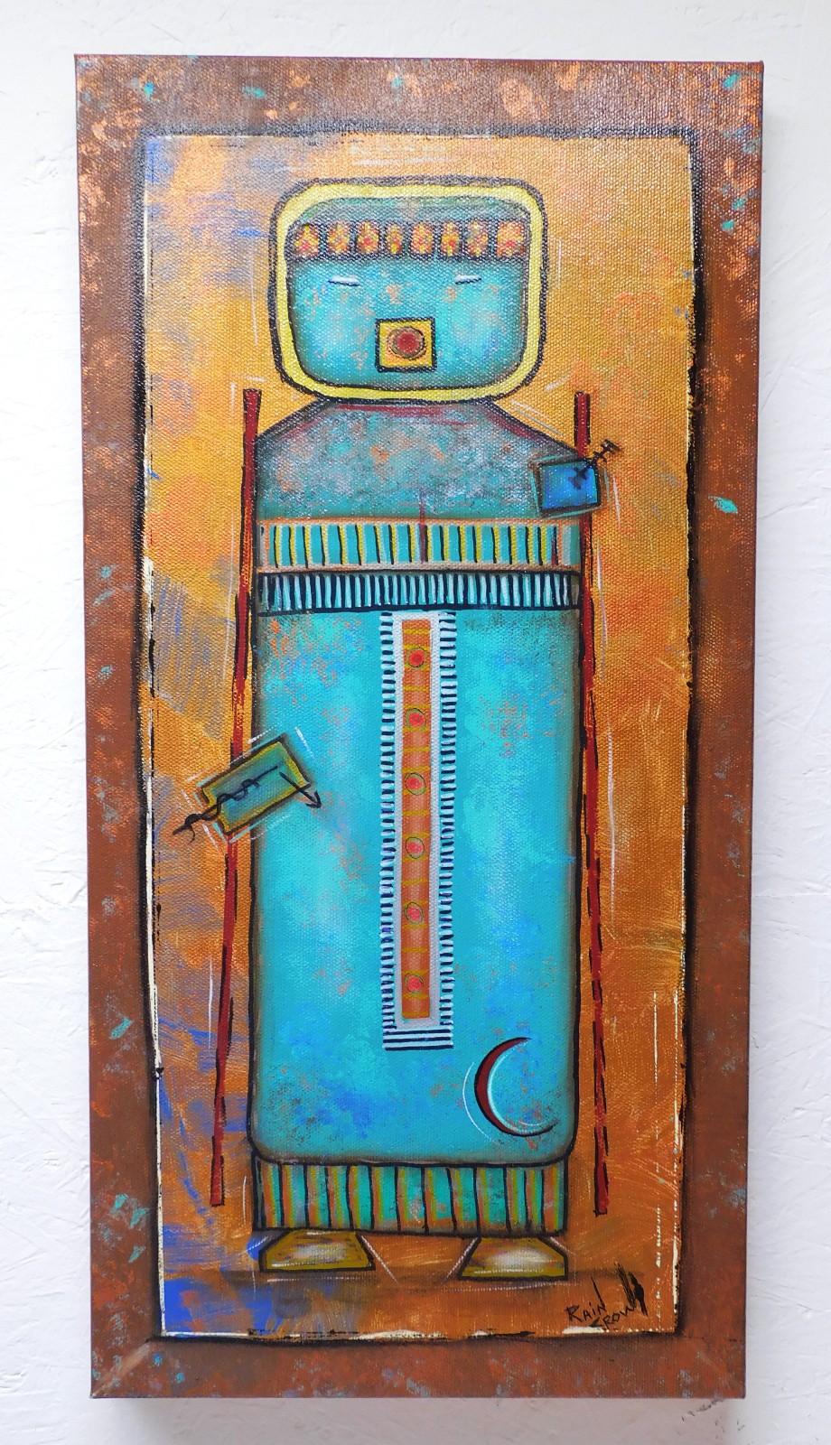 Western Native Guardian Painting Original Fine Art by Rain Crow