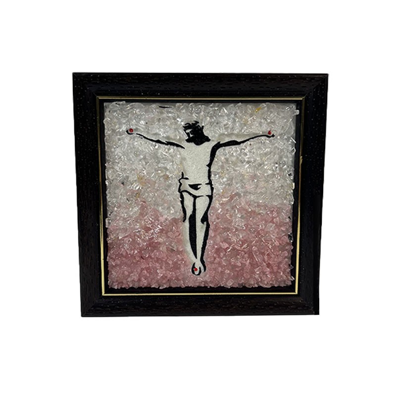 Pink Crystal Disaster Religious Oil Painting Noctilucent Church- Jesus Crucified