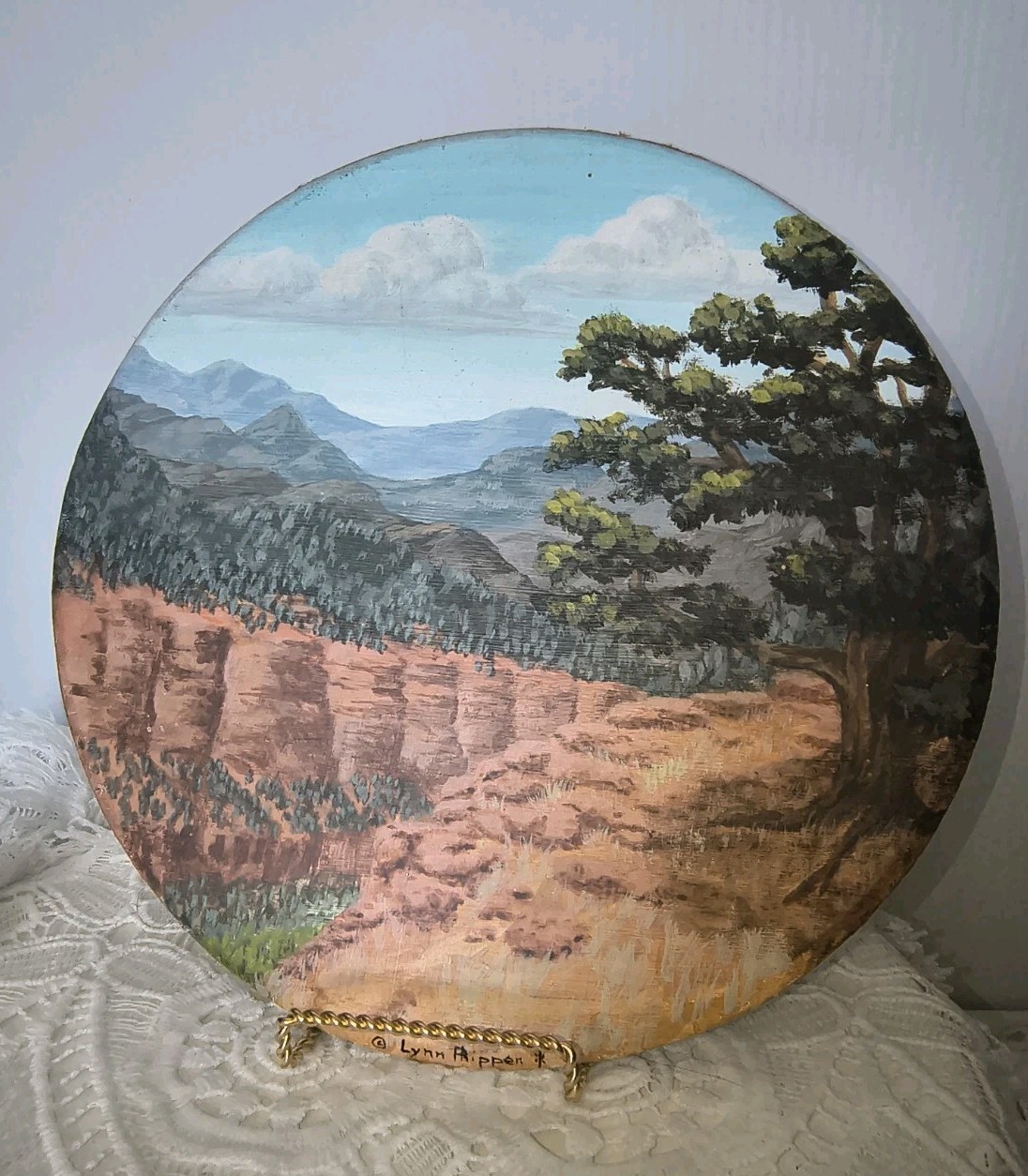 Lynn Phippen Original Signed Painting 10″ Round Western Art Prescott Arizona