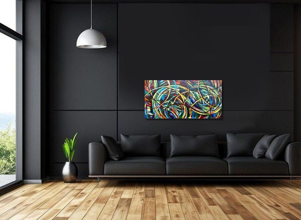 large original multi color abstract art painting contemporary interior modern