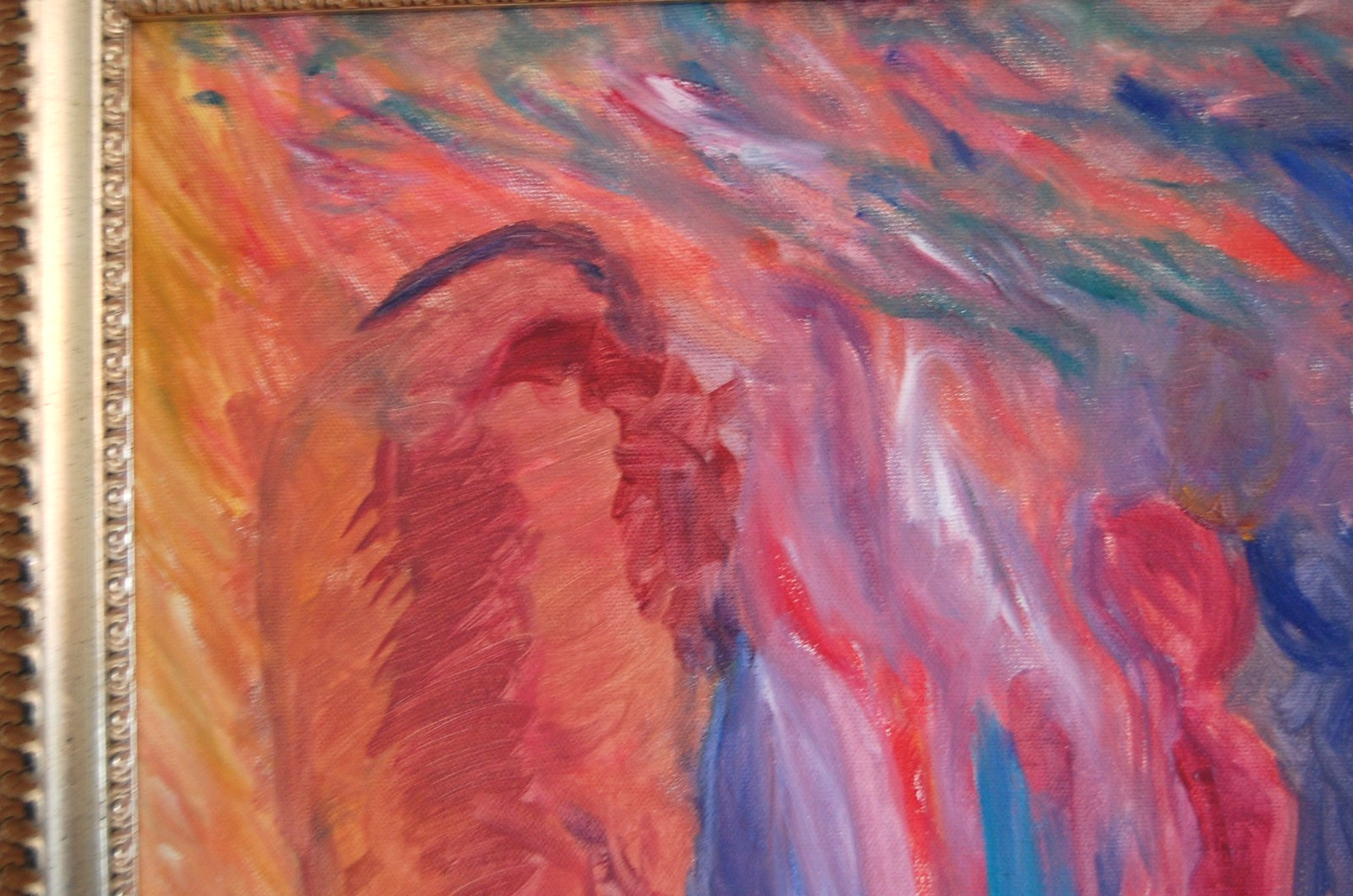 Vtg Framed Original Multicolor Surrealist Abstract Acrylic Oil Painting 20X16