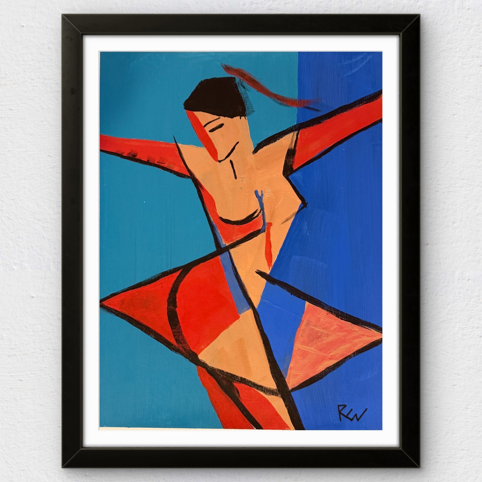 Original Expressionist 12×16 Painting Signed Paper Canvas OOAK Dancer Twirling