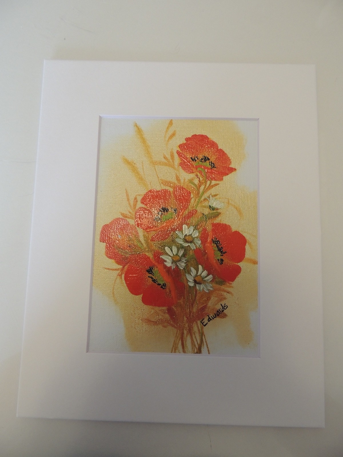 Flower Bouquet Red Poppies and White Daisy Matted by Edwards (AW009)