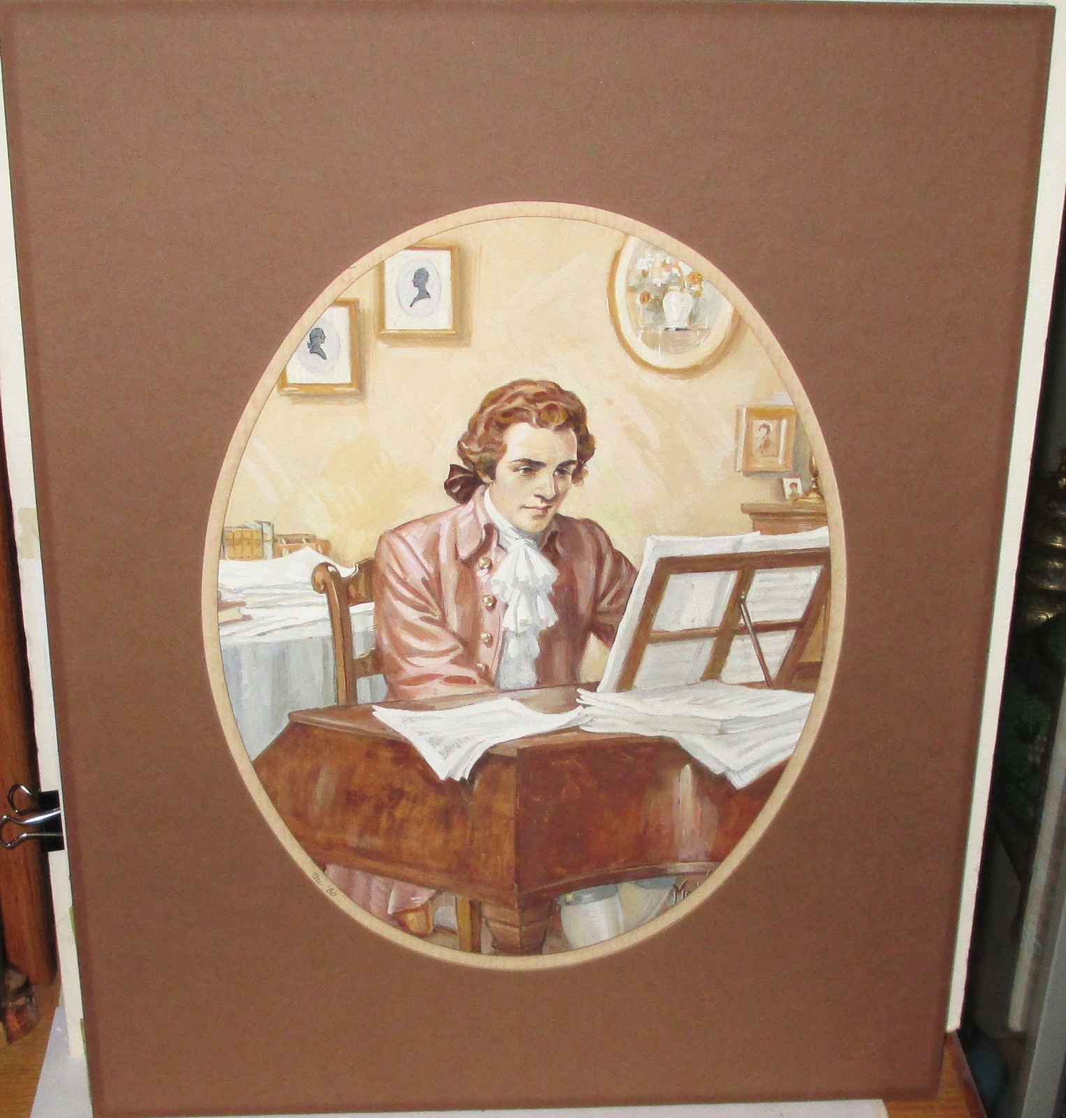 MARTIN JUSTICE (1869-1961) MOZART ORIGINAL WATERCOLOR ILLUSTRATION PAINTING 1942