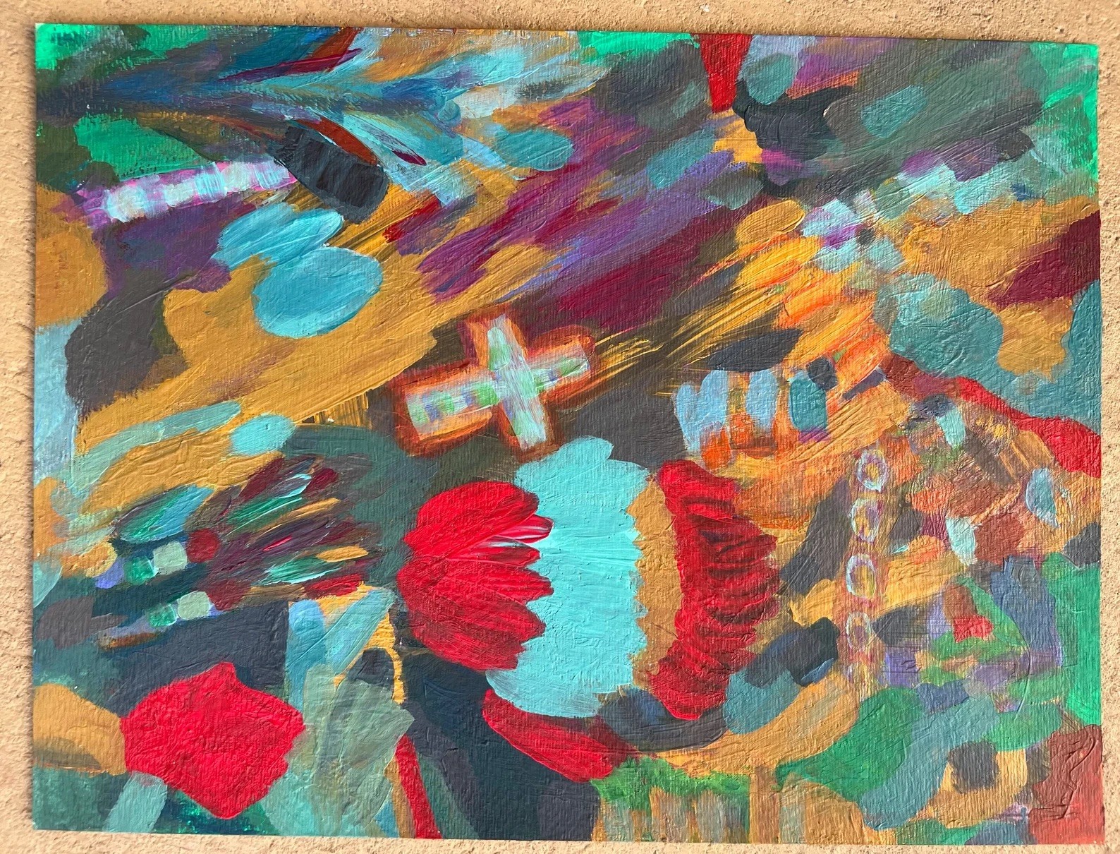 Painting Abstract Original Acrylic Art 11×14 Matted Colorful Decor Jimarieart