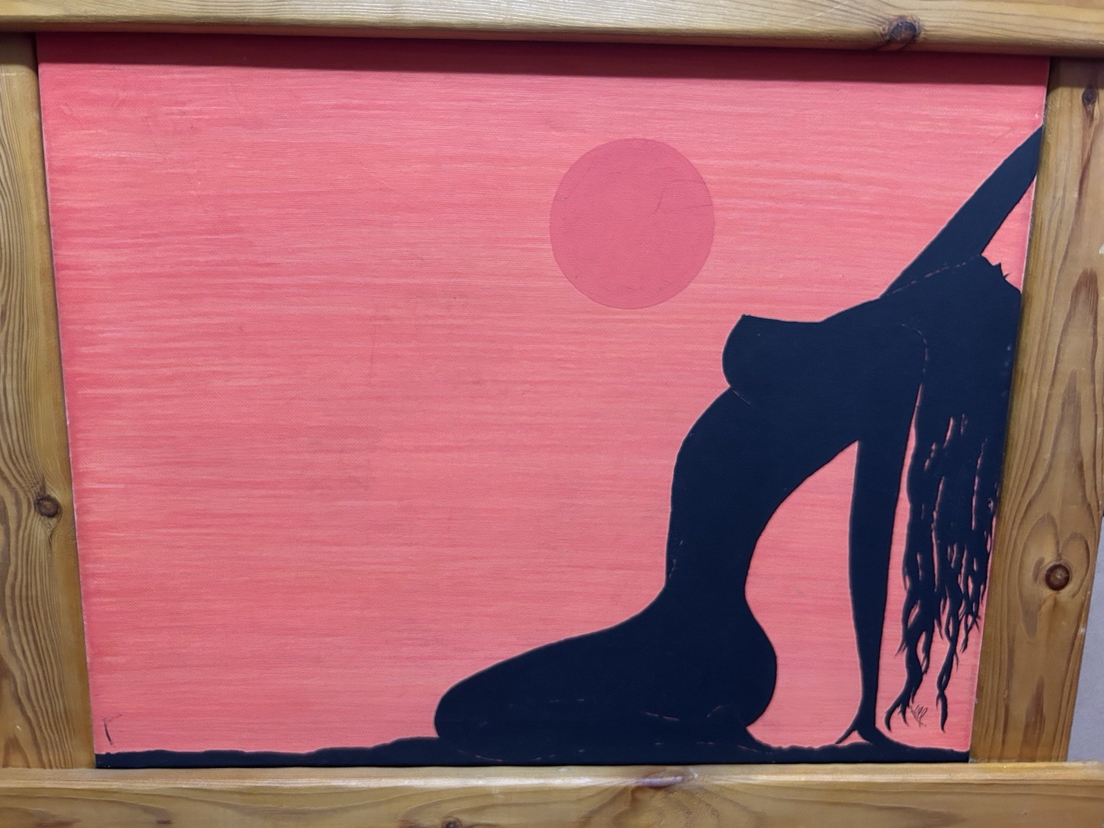 Original Wooden Framed 24X22 Art Erotic Painting Women’s Body, Unknown Artist.