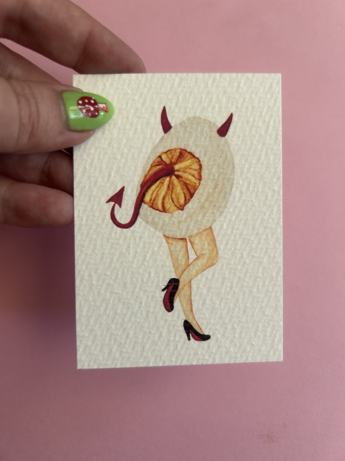 ACEO Edition- Print Sawyer Crane Leg Series Deviled Egg Devil Funny Food Easter