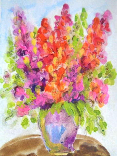 ACEO Colorful MIXED FLOWERS IN A VASE Still Life Painting ART