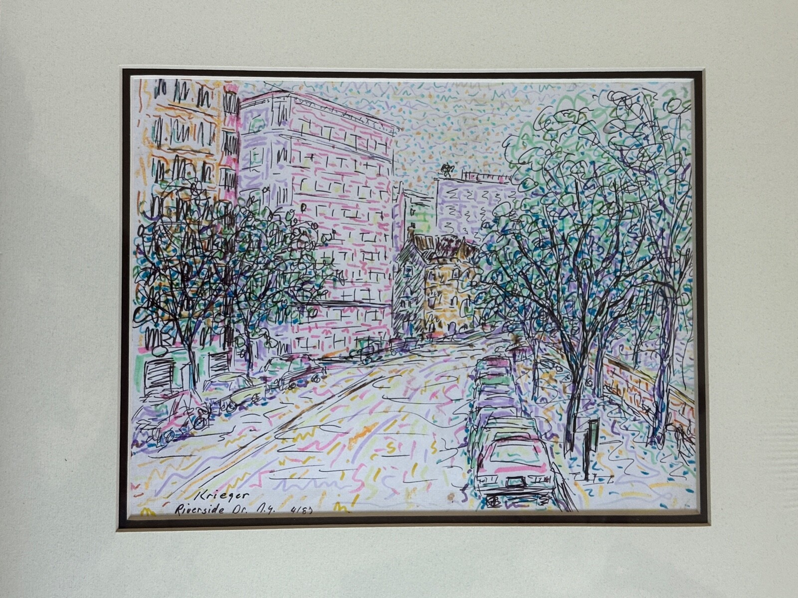 STEVE KRIEGER PEN & INK DRAWING SANTA FE ARTIST 1980’S NEW YORK SERIES 14″ X 11″