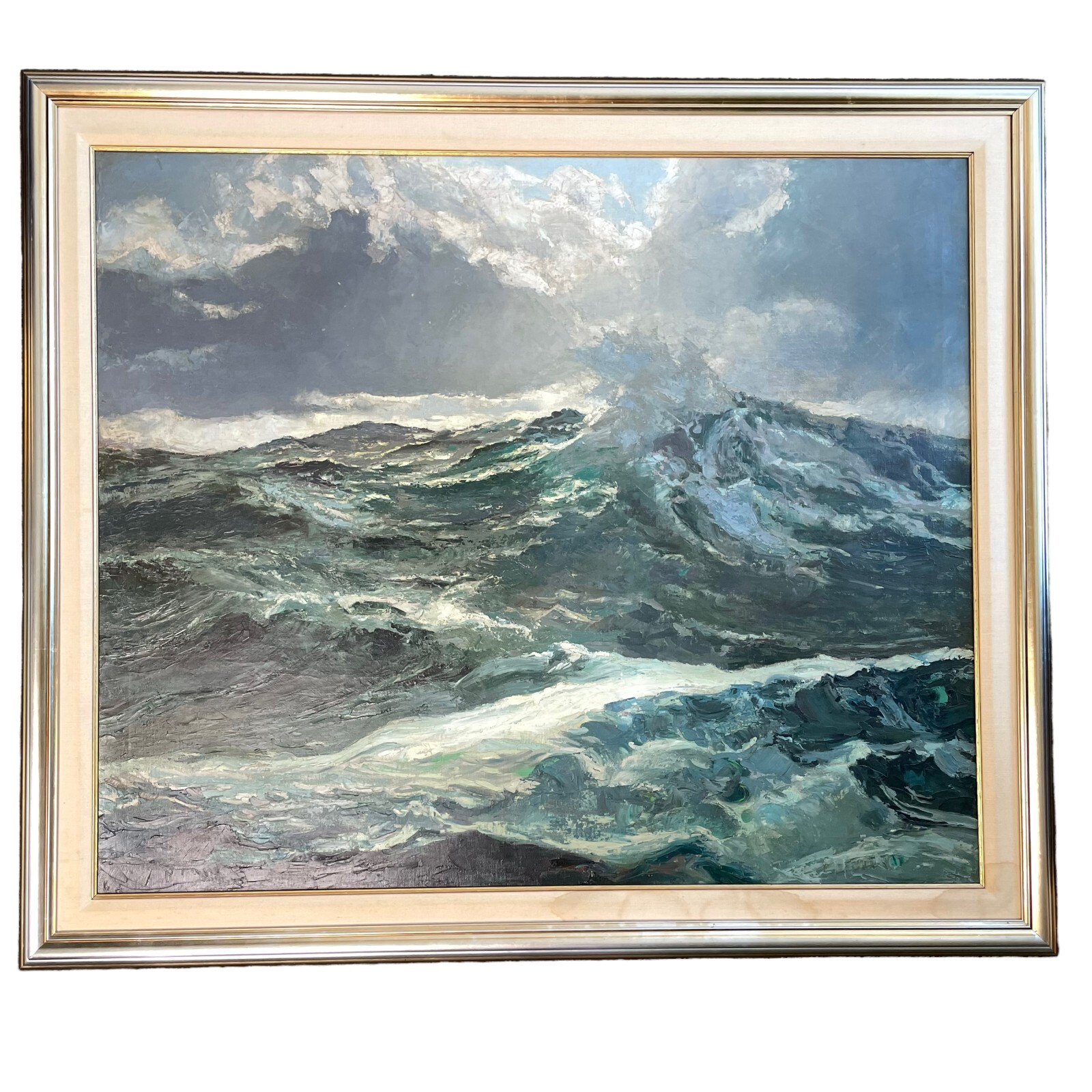 Frederic Tellander Water Waves Original Oil Painting 37 1/2″H x 43 1/2″W