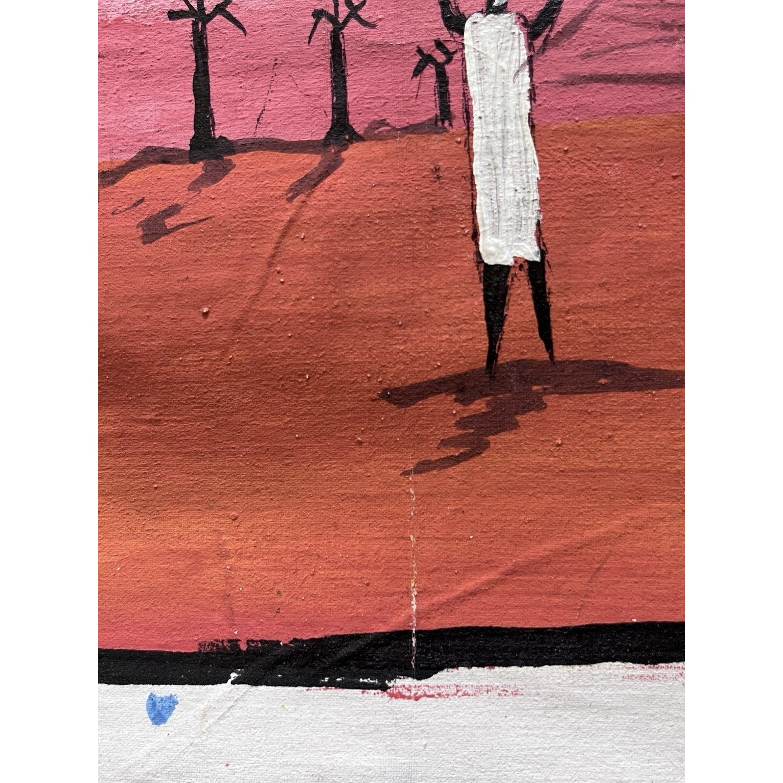 African Influenced Canvas Tapestry Tribal Artwork Sunset Stylized Figures Signed