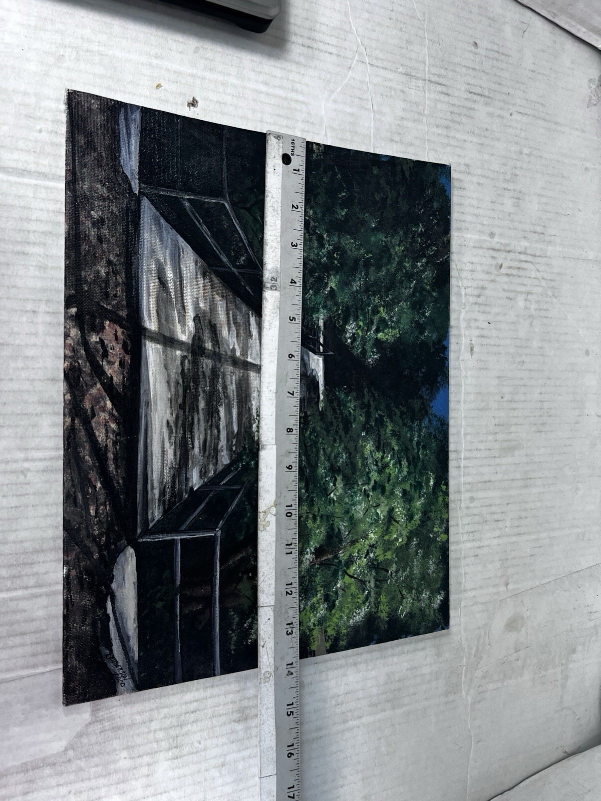 acrylic painting on canvas Linda Anderson Bridge In Forest Contemporary-Realist