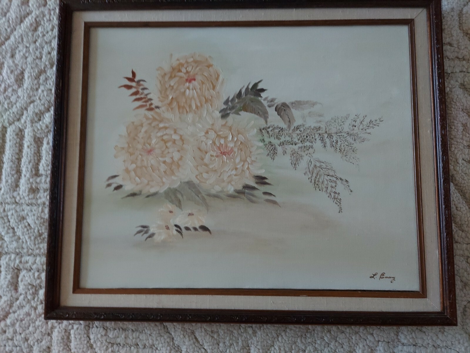 CANVAS PANEL BOARD OIL PAINTING – BEIGE/YELLOW HYDRANGEA