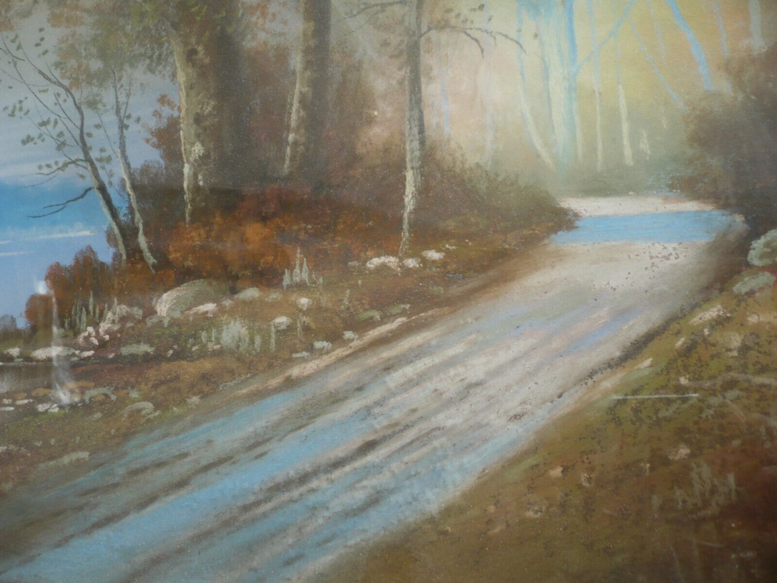 ALBERT GLATTHAAR LISTED PASTEL IMPRESSIONIST LANDSCAPE RIVER ROAD BEAUTY ANTIQUE